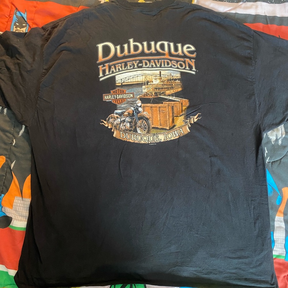Harley Davidson Men's T-Shirt Size 4XL Black Dubuque, Y2K vintage